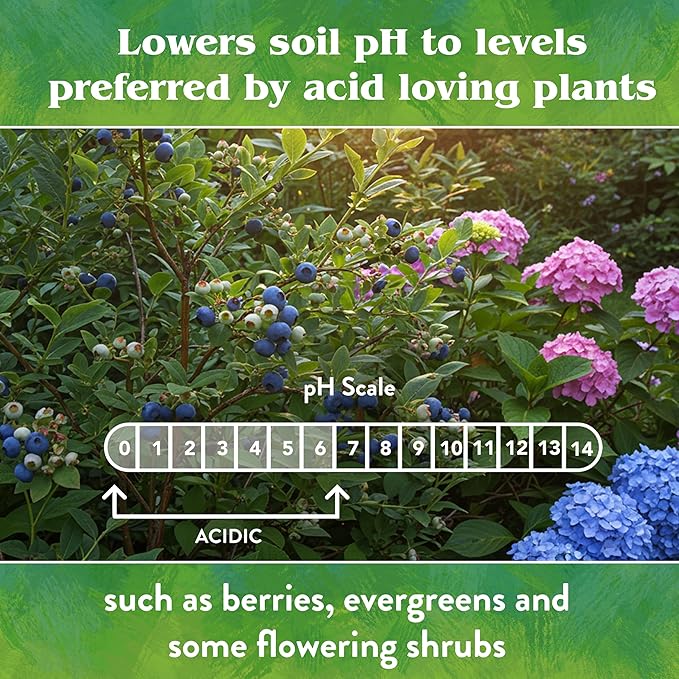 Down To Earth All Natural Fertilizers Organic Garden Sulfur Acidifier - Soil Amendment Lowers Soil pH for Hydrangeas, Berries, Evergreens, 5 lb