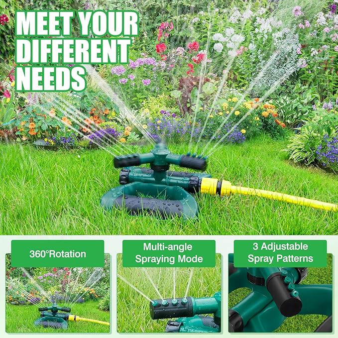 Sprinkler for Yard, Rotating Water Garden Sprinkler for Large Area Coverage, Lawn and Yard Sprinklers