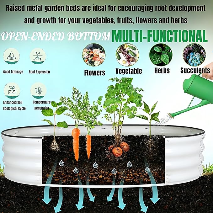 2 Pack 17" Tall 10-in-2 Hevay-Duty Modular Galvanized Raised Garden Bed Kits-8ftX2ft Raised Flower Beds,Metal Raised Beds for Planting Plants Vegetables Fruits Flowers Herbs-Ground Planter Box