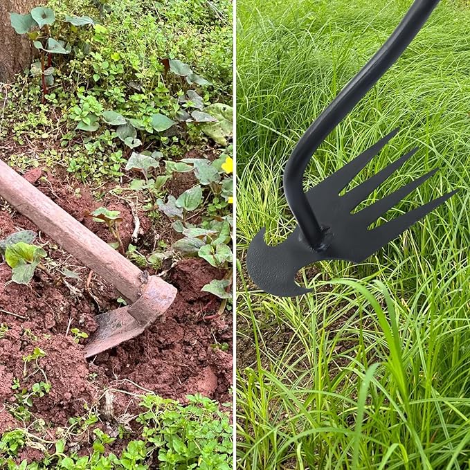 1Pcs Weed Puller Tool Garden Uprooting Weed Pulling Tool, 15.7" Portable Stainless Steel Weeder Tool 4-Claw Manganese Steel Weed Puller for Gardening Backyard Farm