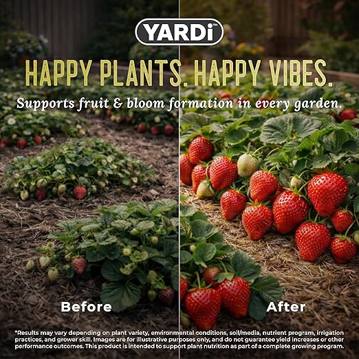 Yardi Fruit & Bloom Plant Food | Outdoor Garden Fertilizer for Fruits, Vegetables & Flowers | Nutrients for Flowering & Fruiting | NPK 2-15-15 with Micronutrients | 32 Ounce