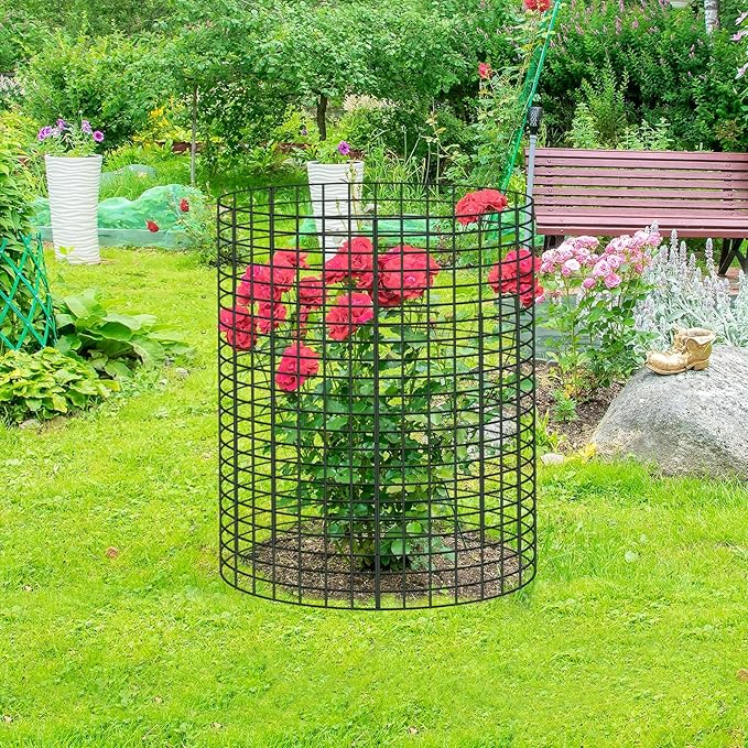 6 Packs 24"x 12" Large Wire Plant Protectors from Animals,Plant Cages for Outdoor Plants,Plant Covers from Animals with Ground Stakes and Nylon Ties Protect Plants,Shrubs,Vegetables from Animals-18PCS