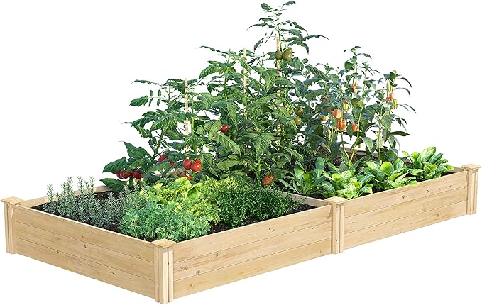 Greenes Fence Classic Cedar Raised Garden Bed, 4' x 8' x 10.5" (1/2" Thick) - Made in USA with North American Cedar