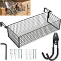 Metal Raised Garden Bed Hanging Storage Basket Includes Hooks, 15.6 x 5.8 x 3.8in Flower Bed Clip-On Hanging Organizer Basket for Raised Garden Beds Kit for Gardening Tools & Supplies