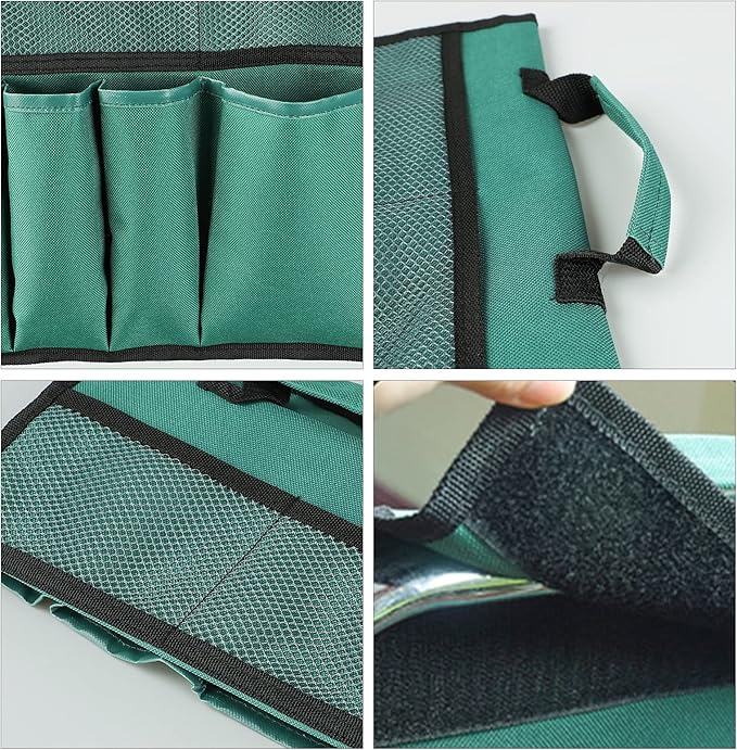 Garden Kneeler Tool Bag Stool Pouch Seat Storage Tote Hanging Organizer with Handle Pockets Waterproof Portable Gardening Kneeling Chair Bag Hand Tool Holder Bag for Outdoor Gardening