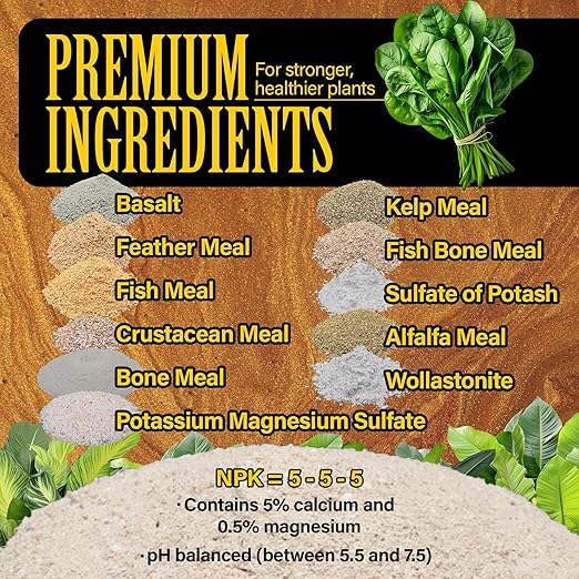 Royal Gold Crown Jewels Organic All Purpose 5-5-5 Dry Soluble Fertilizer, 40 lbs - Excellent for Pre-Amending Soils, Top-Dress Applications, in Composts and Nutrient Teas