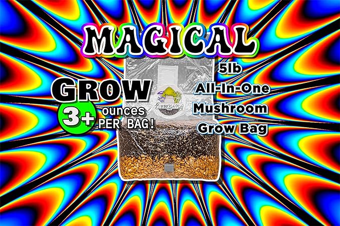 | The Magical 5lb All-in-One Mushroom Grow Bag | Mushroom Grow Kit | Harvest Your own Happiness | Discover The Magic of Growing Mushrooms - 5lb Grow Bag Mushroom Starter Kit