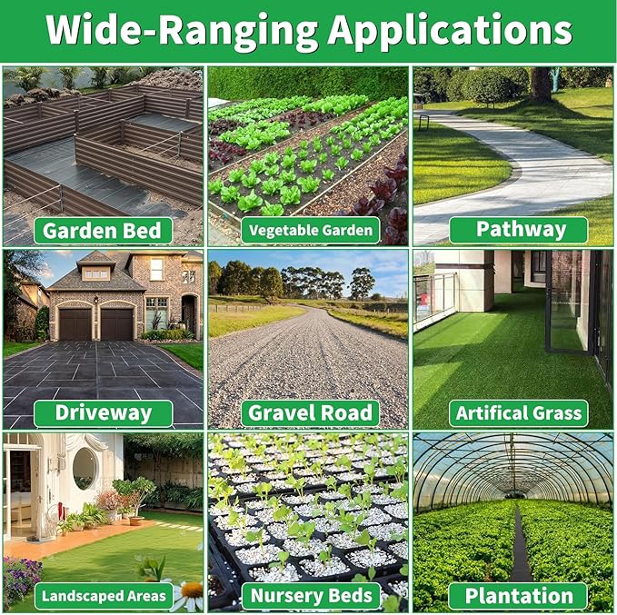 Garden Landscape Fabric Weed Barrier Fabric Heavy Duty,Weed Blocker Fabric, Geotextile Fabric Under Gravel,Garden Tarp to Prevent Weeds, Landscaping Fabric, Driveway Fabric (3ft x 180ft)