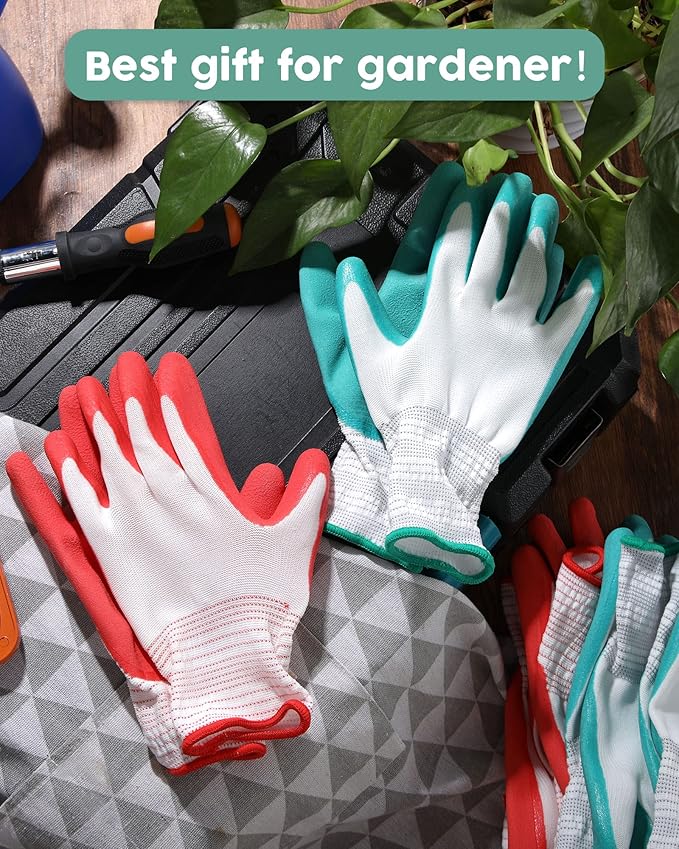 32 Pairs Garden Gloves for Women Ladies' Gardening Gloves Bulk Breathable Rubber Coated for Yard Garden Protective Work Tools Universal One Size Outdoor Indoor Protective Work with Grip