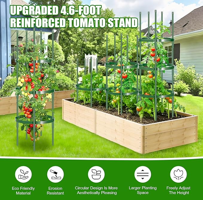 Garden Trellis, Extra Large 2 Pack Tomato Cage for Garden, Up to 64.5'' Heavy-Duty Plant Support Tomato Trellis, Adjustable Height, Climbing Vines Flowers Stands Cucumber Trellis Bold Plant Cage