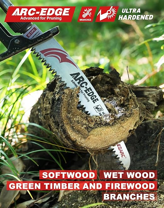 EZARC Japanese Teeth Reciprocating Saw Blade 9 Inch, Arc Edge Wood Pruning Saw Blades 6TPI for Tree Trimming, Wood Cutting, 3 Pieces