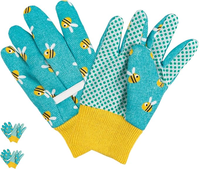 PROMEDIX P Kids Garden Gloves 3-6 Years Old Children Gardening Gloves, 2- Pair Pack，Blue