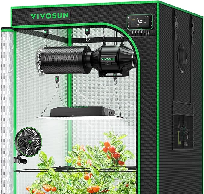 VIVOSUN Smart Pro Grow Tent Kit, 2.7 × 2.7ft 2-Plant Kit, WiFi-Integrated Automatic Control with GrowHub E42A+, Tunable Spectrum LED Grow Light, 360° Ventilation & Circulation Control System