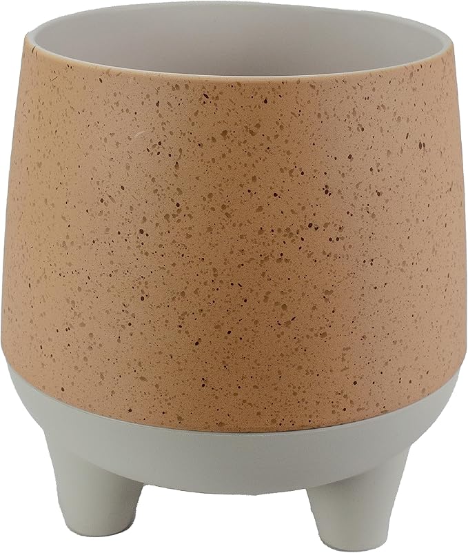 The HC Companies 8 Inch Orion Self Watering Planter - Lightweight Indoor Plastic Plant Pot for Herbs and Flowers, Muted Clay