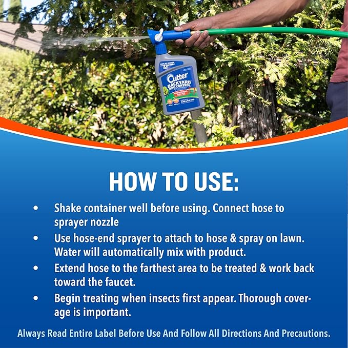 Cutter Backyard Bug Control Spray Concentrate, Mosquito Repellent, Kills Mosquitoes, Fleas & Listed Ants, 32 fl Ounce