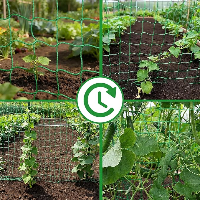 6.6x9.9FT Trellis Netting for Climbing Plants,Trellis Netting with Plant Clips, Heavy-Duty PE Trellis Net for Cucumber, Tomato, Vegetables, Fruits, Sweet Pea Plants