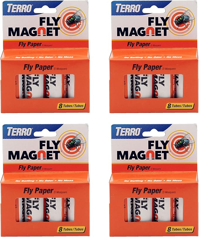 TERRO T518 Fly Trap Indoor Housefly, 4 Pack, Sticky Fly Trap Indoor Hanging