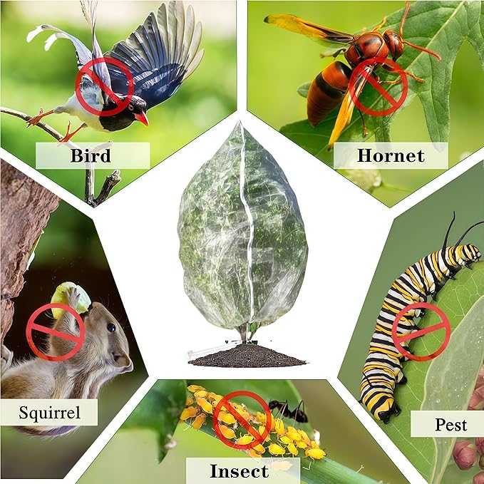 Drawstring & Zipper Fruit Tree Netting Cover (4 Pack 8×8Ft) - Reusable Bird Netting for Blueberry Bushes, Anti-Cicada/Deer/Squirrel Large Plant Protection Net