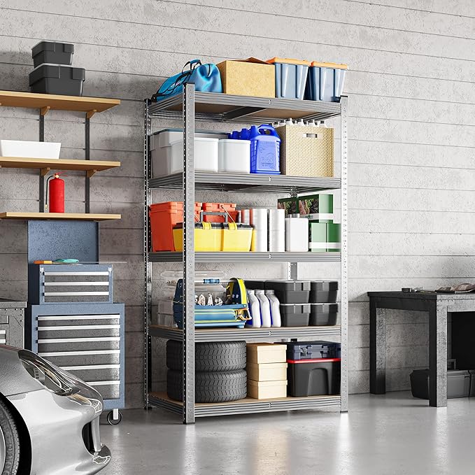 Yaheetech Storage Shelves, 5 Tier Heavy Duty Adjustable Metal Shelving Unit, Industrial Utility Rack for Garage Warehouse Pantry Closet (35.5 W x 16 D x 71 H Inches, Light Gray)