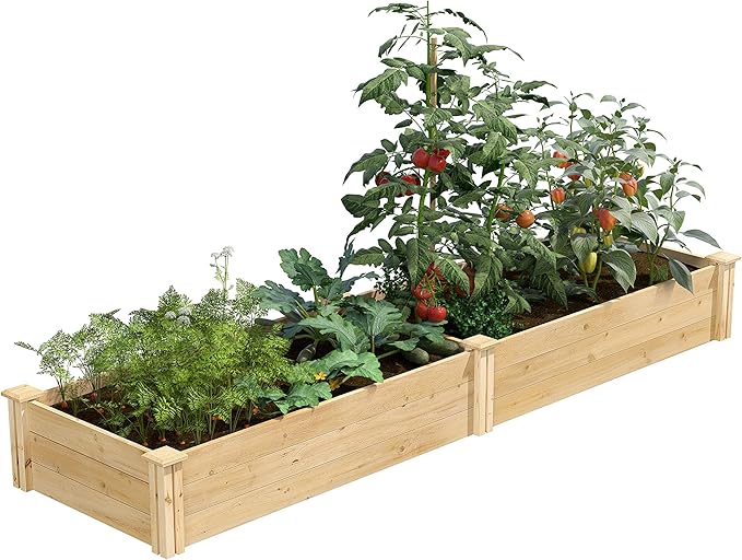 Greenes Fence Classic Cedar Raised Garden Bed, 2' x 8' x 10.5" (1/2" Thick) - Made in USA with North American Cedar