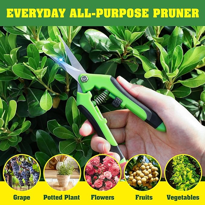 EWPJDK 4 Pack Garden Shears, Stainless Steel Shears Gardening Tools, Scissors, Garden Clippers, Pruning Shears for Gardening Shears & Scissors (Green)