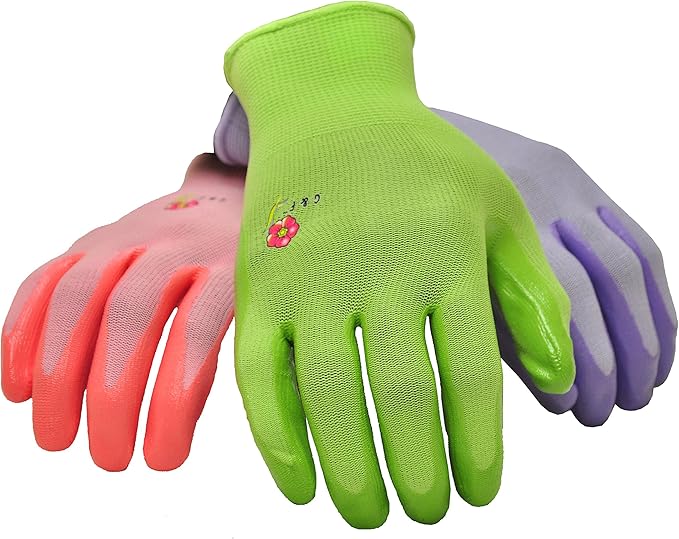 6 Pairs Women Gardening Gloves with Micro-Foam Coating - Garden Gloves Texture Grip - Working Gloves For Weeding, Digging, Raking and Pruning, Large, Assorted color