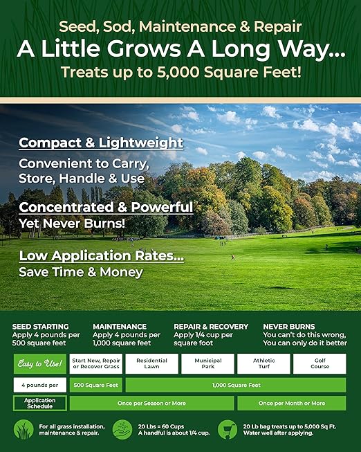 Organic Plant Magic - Truly Organic™ Slow Release Granular Lawn Fertilizer: Best Fertilizer for Grass, Bermuda, St. Augustine & Yard Care - Granules (20 Lb)
