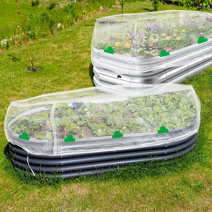 2 Pack Garden Netting for Raised Beds, 6x3 FT Mesh Plant Covers with Drawstring for Garden Protection, Raised Bed Bird Netting Pest Barrier Screen for Protecting Vegetables Fruits Flowers Crops