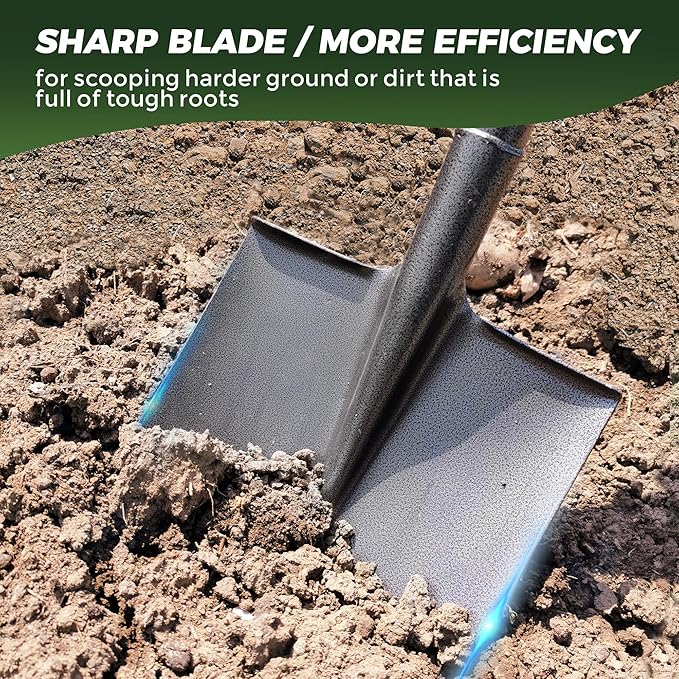 Heavy Duty All Steel Shovel - 48 Inch Digging Shovel for Garden, Camping, Trenching, and More with D-Grip Handle, Black Full Steel Construction