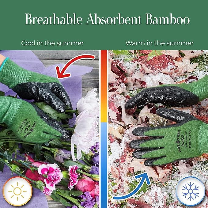 Bamboo Gardening Gloves – Rubber Coated, Touchscreen Friendly, Breathable & Lightweight – for Men & Women