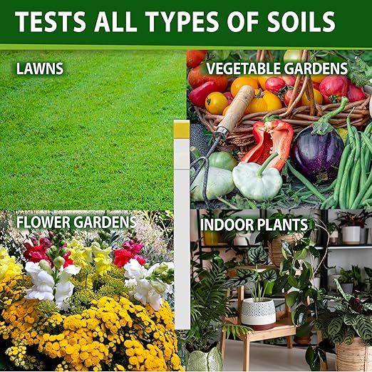 Soil Testing Kit 2-in-1 for pH & Nitrogen – 100 Pack in Resealable Pouches – Fast & Accurate Soil pH Tester for Garden, Lawn & Plants – Includes Spoon & Tube