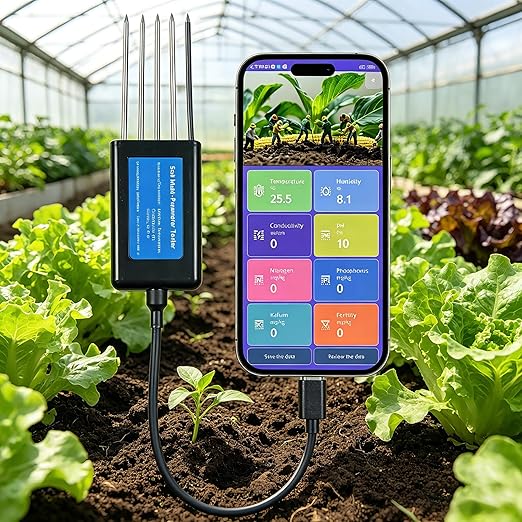 8 in 1 Soil Tester, Nitrogen, Phosphorus, Potassium Npk Tester, Ph, Moisture, Nutrient Conductivity, Ec Meter,High Accuracy Digital Sensitive,Soil Fertility Test