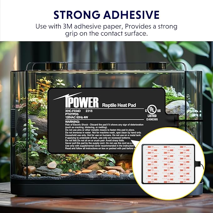 iPower 4X7 Inch Reptile Heating Pad and Digital Heat Mat Thermostat, Terrarium Heat Mat for Amphibious Pets