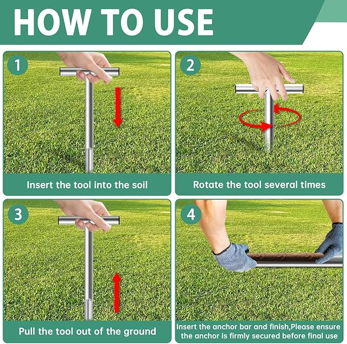 17 Inch Stainless Steel Soil Sampler Probe, Soil Probe for Soil Sampling, T-Style Handle Soil Test Probe, Soil Test Kit for Plant Care, Farm, Lawn Garden