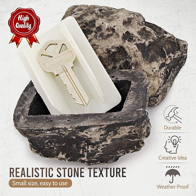 Ram-Pro 2Pc Hide-a-Spare-Key Fake Rock - Looks & Feels Like Real Stone - Safe for Outdoor Garden or Yard, Geocaching