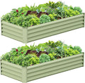 2PCS 6x3x1FT Galvanized Raised Garden Bed Kit, Galvanized Planter Raised Garden Boxes Outdoor, Large Metal Raised Garden Beds for Vegetables-Green