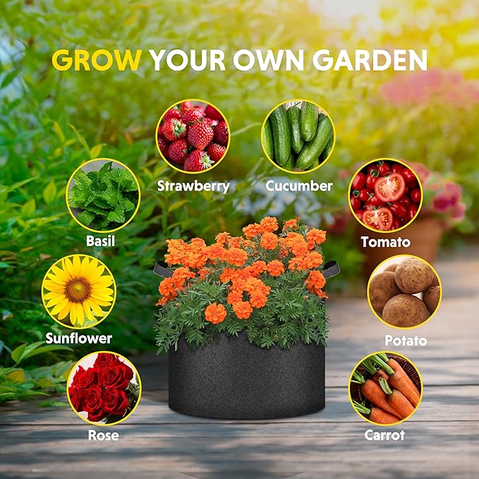 YSSOA 12-Pack 1 Gallon Grow Bags Heavy Duty Thickened Nonwoven Aeration Fabric Pots with Handles, Cloth Pots for Plants, Vegetable, Flower, Tomato Potato