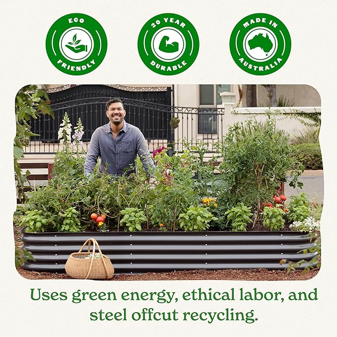 Epic Gardening 6-in-1 Modular Galvanized Raised Garden Bed Kit, 29" Tall Metal Planter Box, Durable Aluzinc Steel Raised Garden Bed Outdoor for Vegetables, Herbs, Flowers & Fruits - Small Mist Green