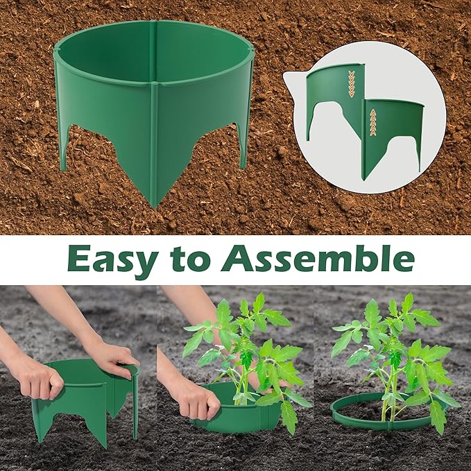 10pcs 7 Inch Planting Grow Rings, Round Edging Spliceable Protective Pest-Planting Rings for Vegetable Herb Flower, Circular Landscape Adjustable Plant Support Circle Protector for Watering