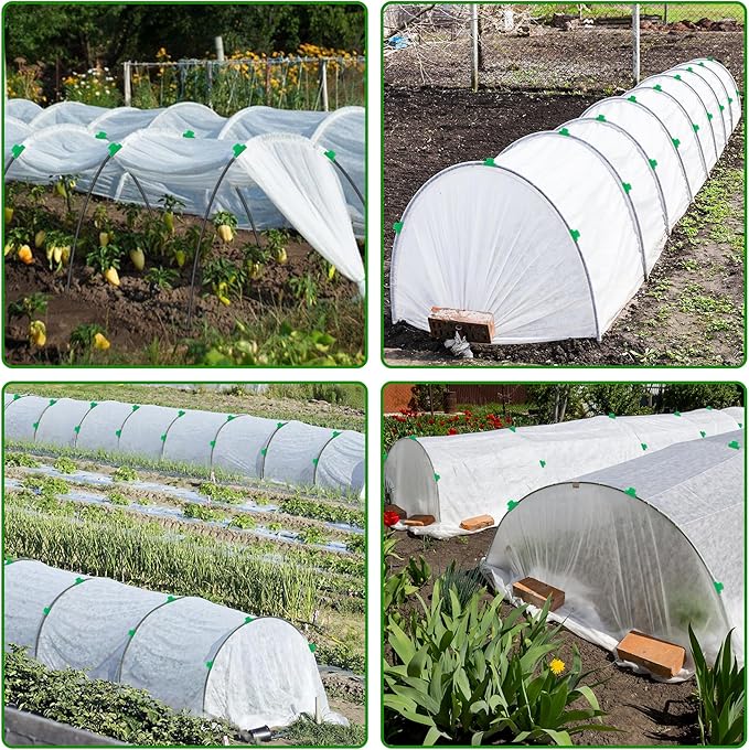Plant Covers Freeze Protection Kit, 10 x 30 FT 1.23 Oz/yd² Frost Blanket Garden Hoops Kit for Winter, 36 Hoop, Reusable Greenhouse Bed Covers Tunnel, Snow Pest Protection for Outdoor Plant Raised Bed
