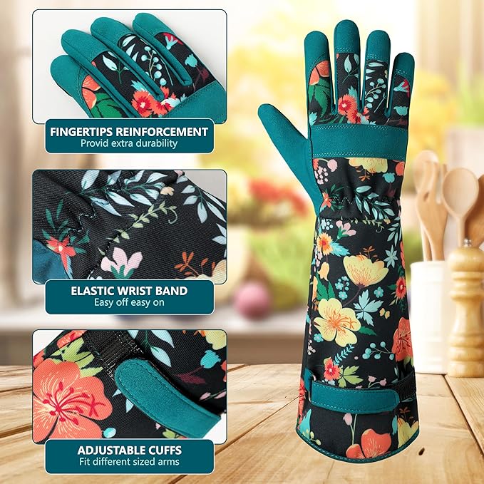 Gardening Gloves for Women Long Sleeve Garden Gloves Ladies Light Protective Gloves for Yard & Outdoor Work