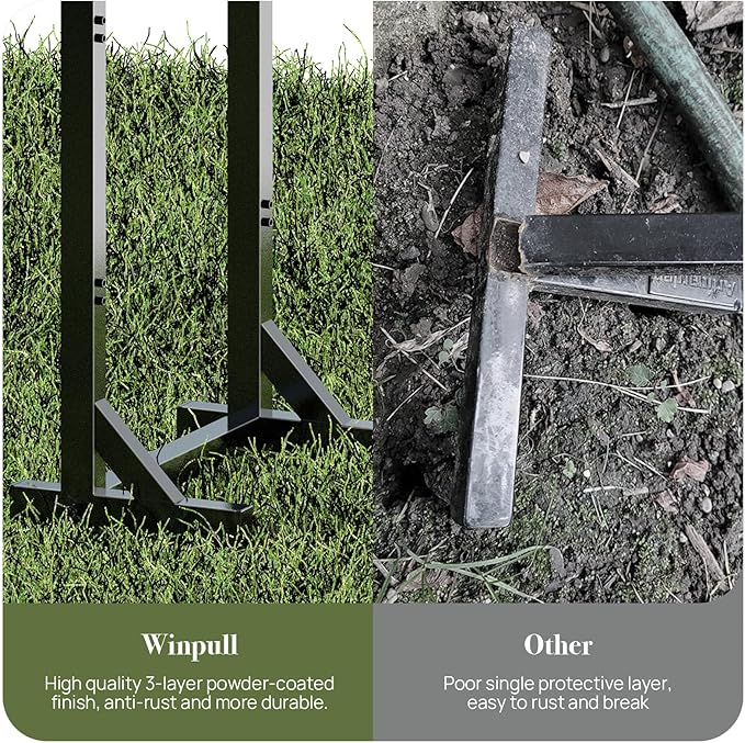 Winpull Garden Hose Holder, Metal Freestanding Hose Stand with 4 Spikes, Holds up to 150FT Hose, Sturdy Hose Reel Alternative, Heavy Duty Hose Storage for Outside Yard Lawn