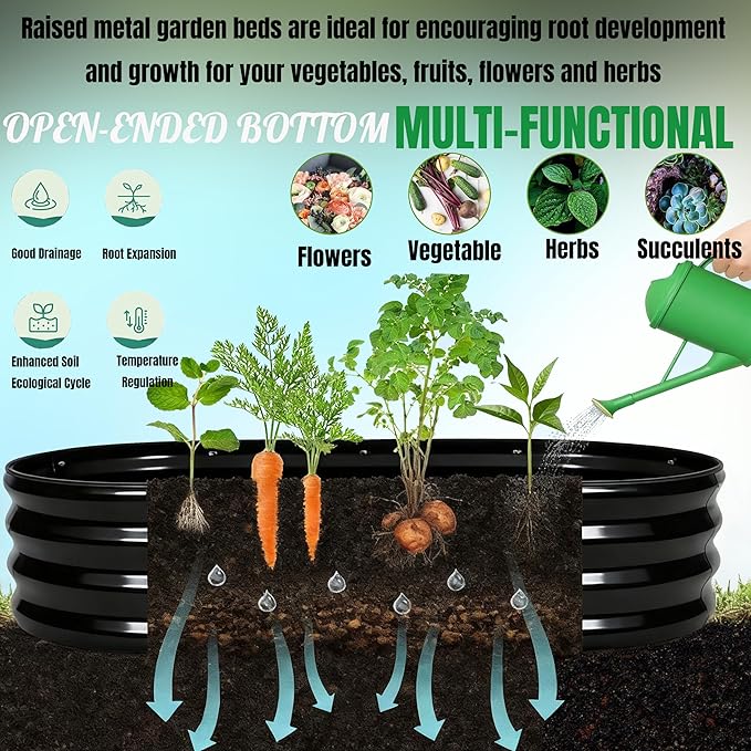 NestNature 2 Pack 17" Tall 10-in-2 Heavy-Duty Modular Galvanized Raised Garden Bed Kits - 8ftx2ft Metal Raised Beds for Planting Plants Vegetables Fruits Flowers Herbs - Outdoor Ground Planter Box