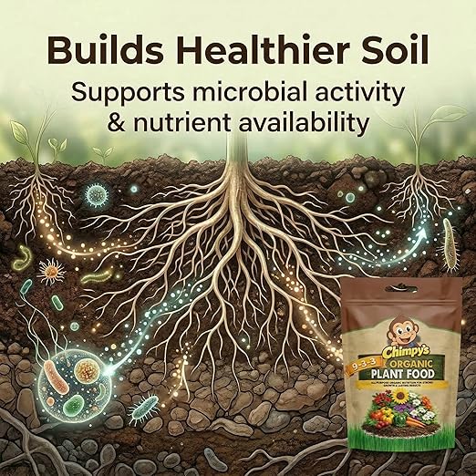 Organic 9-3-3 Plant Food Fertilizer, 4 lb – Higher Nitrogen for Faster Growth & Deep Green Color – Slow-Release Organic Nutrition (75–100 Days) – for Vegetables, Flowers, Trees & Shrubs
