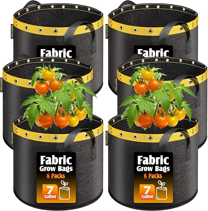 7 Gallon Fabric Grow Bags - Heavy Duty Plant Pots for Growing Tomatoes, Potatoes, Vegetables & Plants - Durable Garden Planter Bags, Cloth Fabric Pots, 7 gal Grow Bags