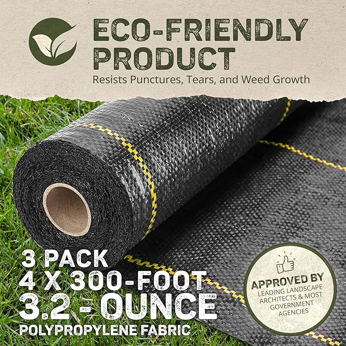 Dewitt SBLT4300 Sunbelt Woven Weed Barrier Landscape Fabric Ground Cover, 4-Foot Width x 300 Feet (3 Pack)