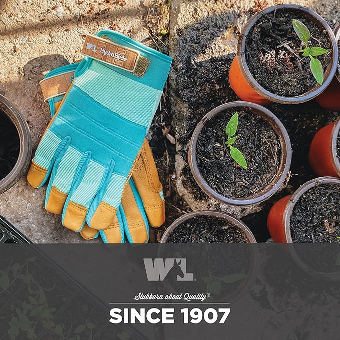Wells Lamont Kids Gardening Gloves – Durable Puncture & Abrasion-Resistant Cowhide – Leather Palm, Safety Cuff, Snug Fit, Winged Thumb – Youth All-Season Work Gloves for Kids – Ages 5-8, Green (952M)