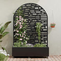 Casaphoria Metal Raised Garden Bed with Trellis and Wheels, 72"x47"x16" Arched Planter Box for Climbing Plants, Vegetables & Vines, Features Drainage Holes and Privacy Screen (Black-Gerald)