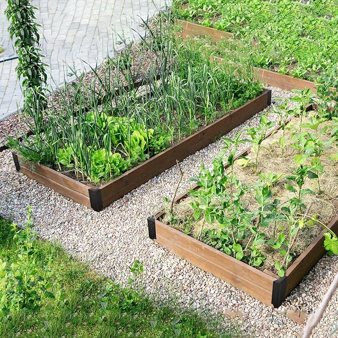 Therwen 8 Set Raised Garden Bed Corner Brackets with 128 Screws, Fit Lumber up to 2 Inch x 12 Inch, Metal Planter Box Rust Resistant Raised Bed Brackets for Vegetable Garden(Black)