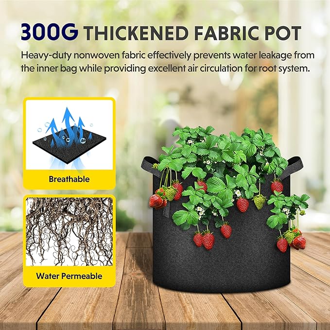 YSSOA 12-Pack 1 Gallon Grow Bags Heavy Duty Thickened Nonwoven Aeration Fabric Pots with Handles, Cloth Pots for Plants, Vegetable, Flower, Tomato Potato